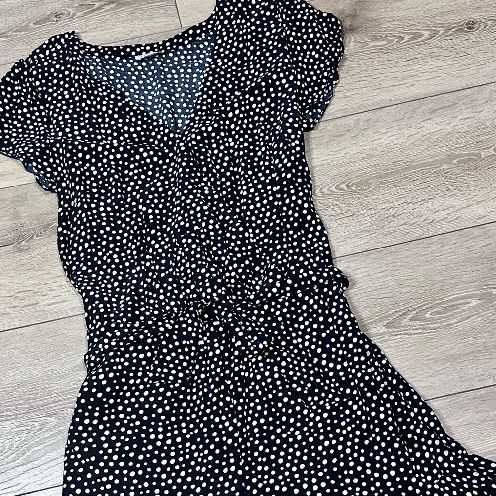 Loft Polka Dot Mock Wrap Tie Front Romper - Picture 5 of 13